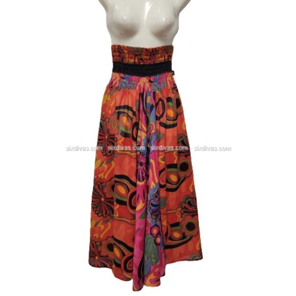 LEOPARDS & Roses Colorful Elastic Waist Cotton Skirt  - Sizes S   L   XL -  NEW! - Picture 14 of 14